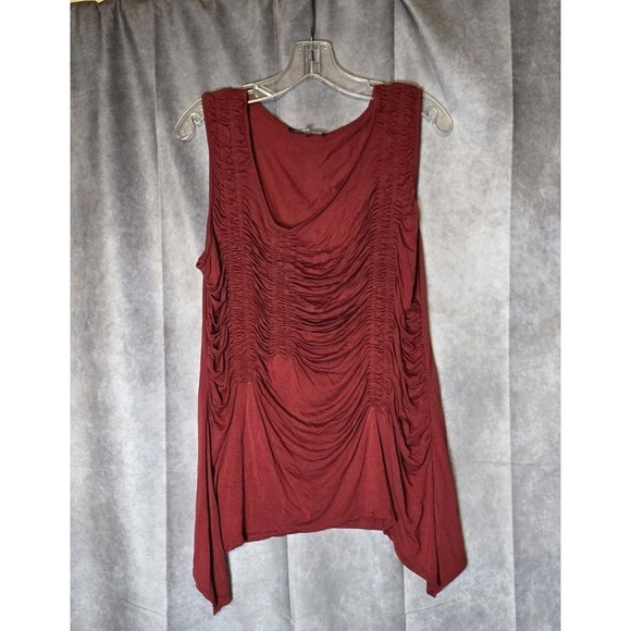 Cable & Gauge Tops - Cable & Gauge Ruched Asymmetrical Sleeveless Top Size XL Boho Lagenlook